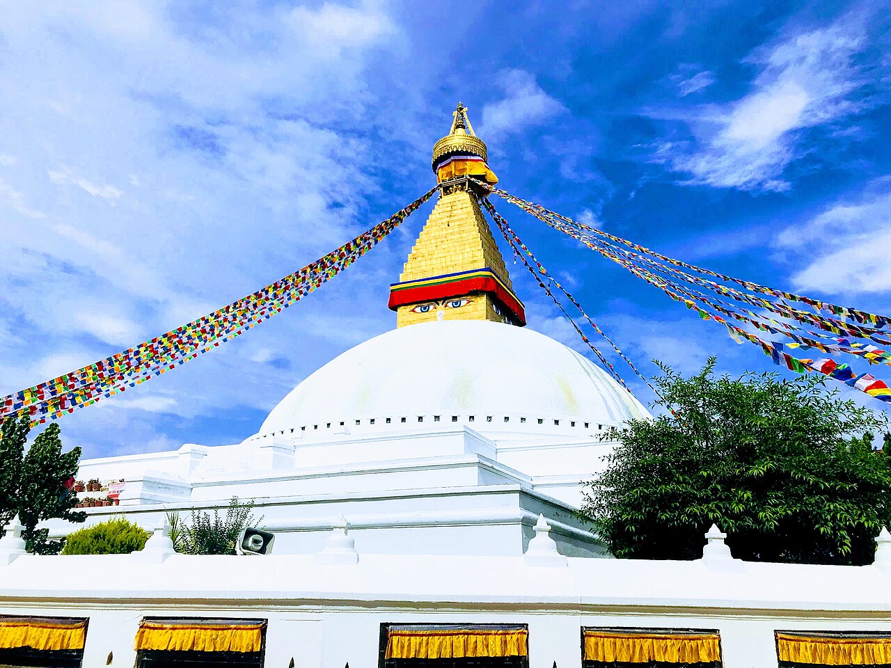 Boudhanath Stupa and surrounding prayer flags