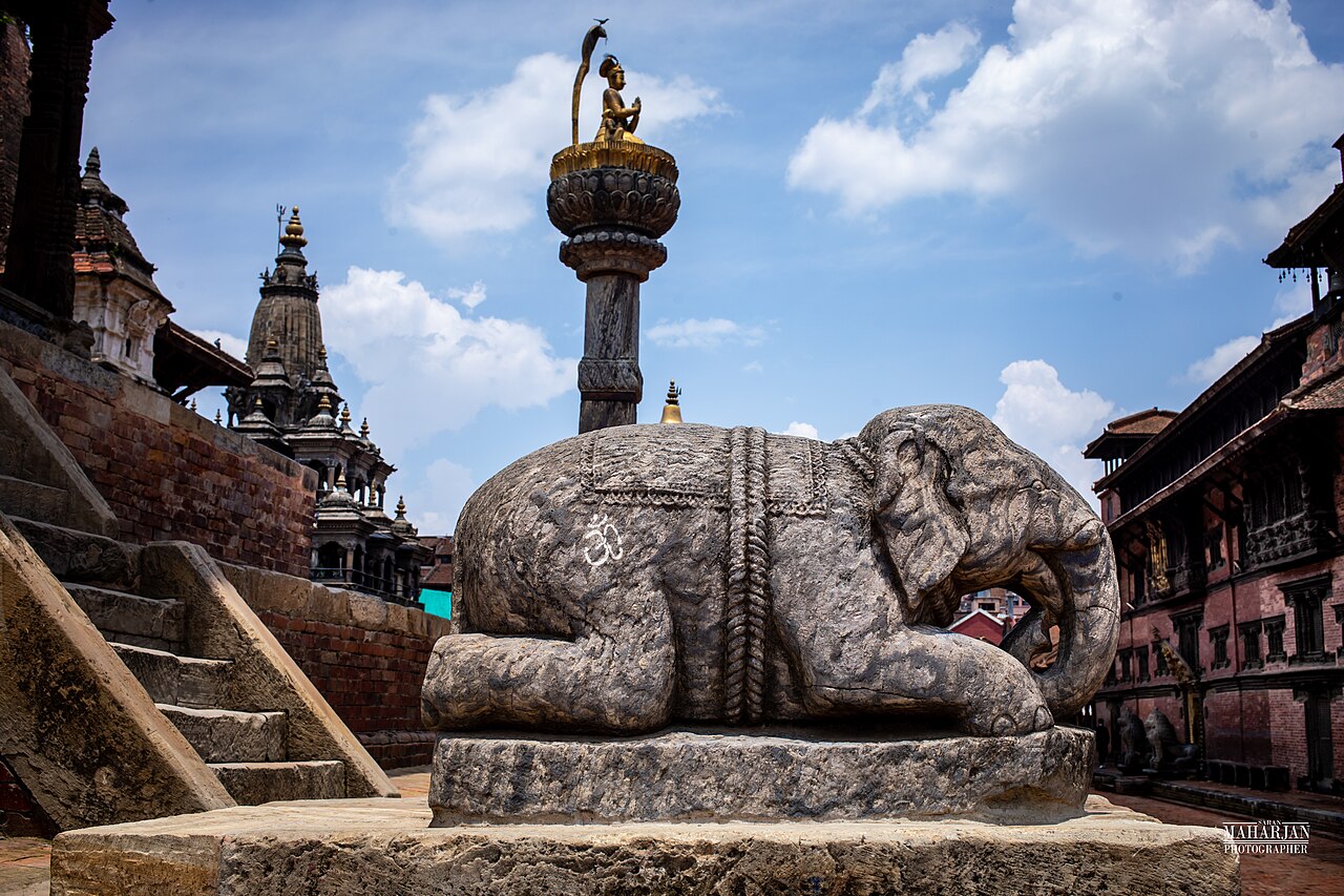 Stone elephant sculpture at Patan Durbar Square