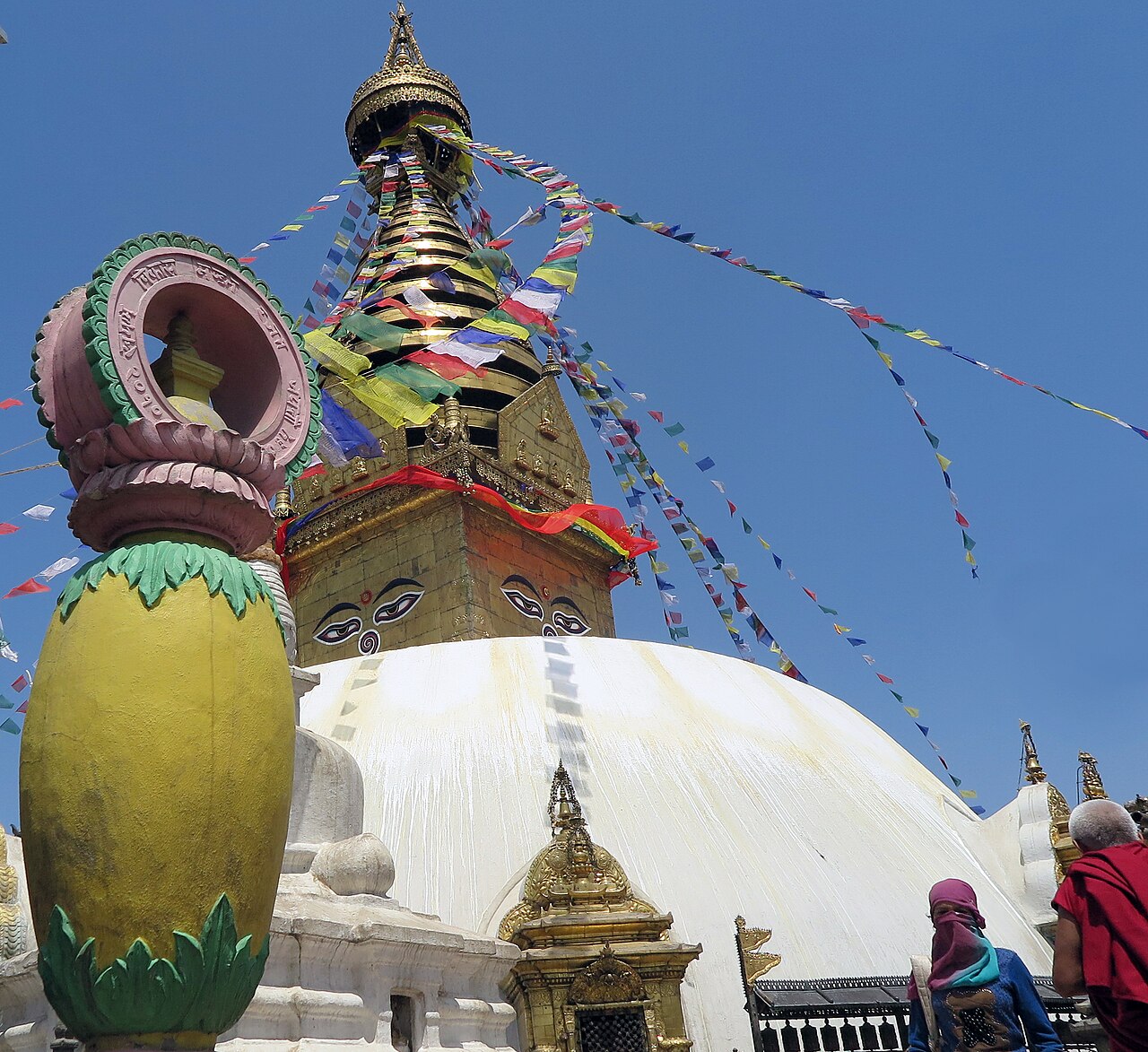 Swayambhu Mahachaitya and prayer flags